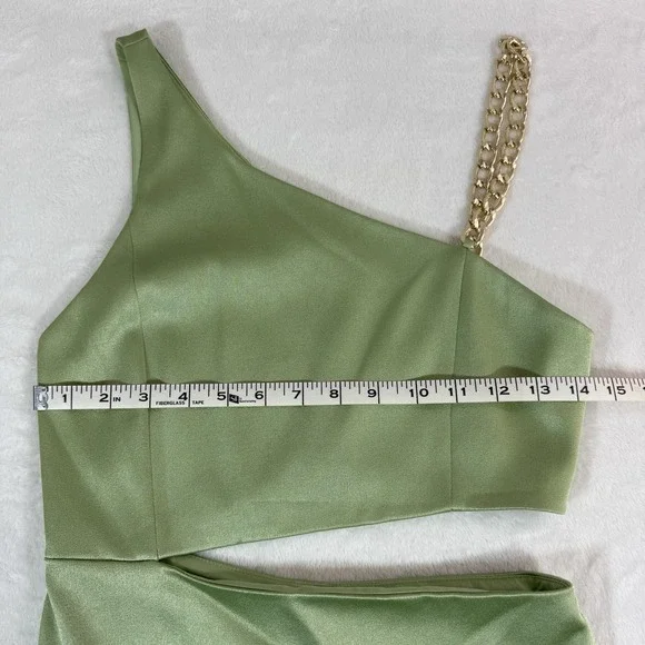 NWT Alice + Olivia Revolve Women's Green One-Shoulder Cutout Karoline Dress 2 - Picture 11 of 15